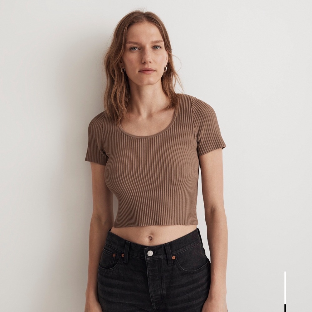 Madewell Brown Ribbed Crop Top